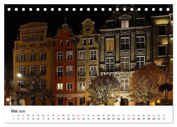Produktbild: Das alte Danzig - Ein Stadtbummel am Abend (Tischkalender 2026 DIN A5 quer), CALVENDO Monatskalender