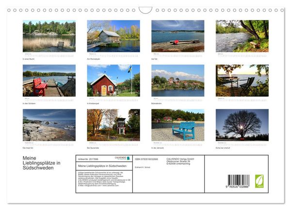 Produktbild: Meine Lieblingspl&auml;tze in S&uuml;dschweden (Wandkalender 2026 DIN A3 quer), CALVENDO Monatskalender