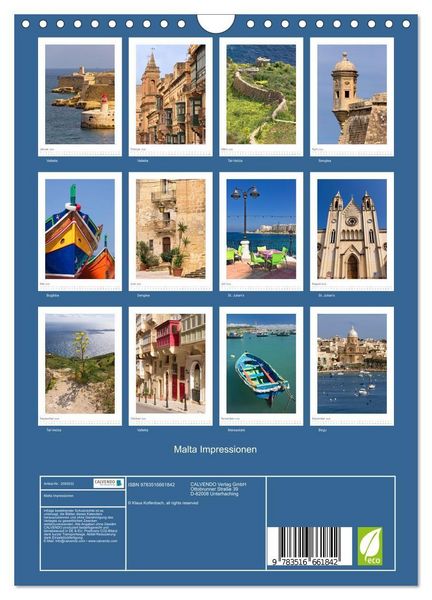 Produktbild: Malta Impressionen (Wandkalender 2026 DIN A4 hoch), CALVENDO Monatskalender