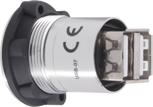 Produktbild: TRU COMPONENTS USB-07 USB-Doppeleinbaubuchse 2.0 Buchse, Einbau 2 x USB-Buchse Typ A auf 2 x USB-Buchse Typ A Inhalt: 1 St.