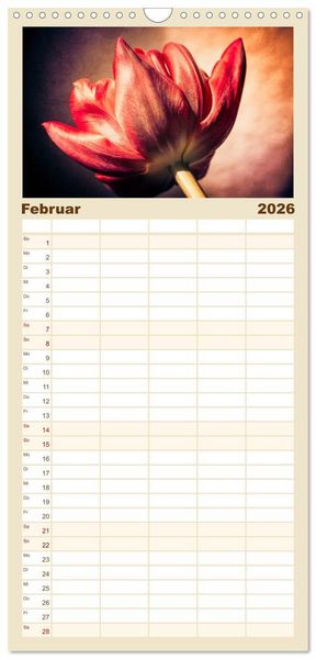 Produktbild: Familienplaner 2026 - Bl&uuml;ten im Retro-Style mit 5 Spalten (Wandkalender, 21 x 45 cm) CALVENDO