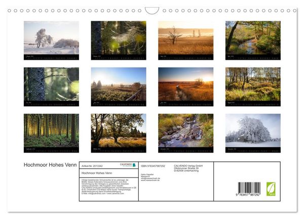 Produktbild: Hochmoor Hohes Venn (Wandkalender 2026 DIN A3 quer), CALVENDO Monatskalender