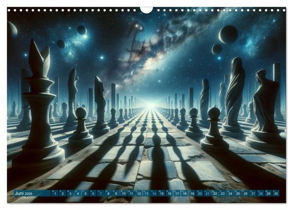 Produktbild: Schachwelten: Zw&ouml;lf Monate im Reich der K&ouml;nige (Wandkalender 2026 DIN A3 quer), CALVENDO Monatskalender