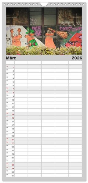 Produktbild: Familienplaner 2026 - Street-Art 2026 mit 5 Spalten (Wandkalender, 21 x 45 cm) CALVENDO