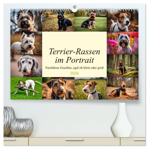 Produktbild: Terrier-Rassen im Portrait (hochwertiger Premium Wandkalender 2026 DIN A2 quer), Kunstdruck in Hochglanz
