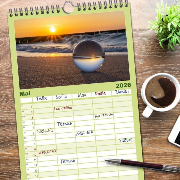 Produktbild: Familienplaner 2026 - Farben der Ostsee II mit 5 Spalten (Wandkalender, 21 x 45 cm) CALVENDO
