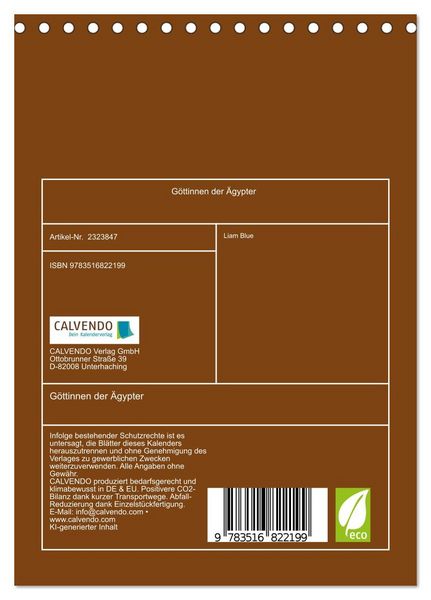 Produktbild: G&ouml;ttinnen der &Auml;gypter (Tischkalender 2027 DIN A5 hoch), CALVENDO Monatskalender