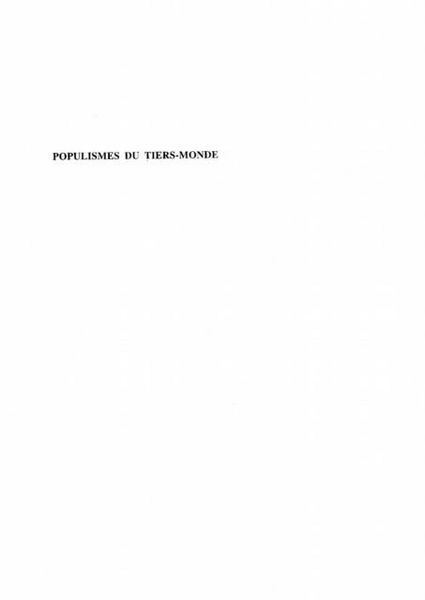 Produktbild: Populismes Du Tiers-Monde