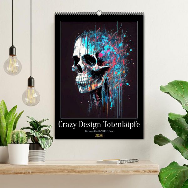 Produktbild: Crazy Design Totenk&ouml;pfe (Wandkalender 2026 DIN A2 hoch), CALVENDO Monatskalender