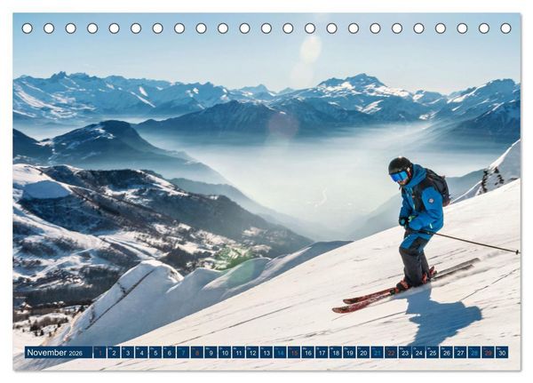 Produktbild: Skimountaineering - Erobere die Berge im Winter (Tischkalender 2026 DIN A5 quer), CALVENDO Monatskalender