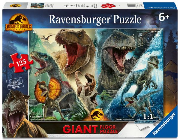 Produktbild: Ravensburger Kinderpuzzle 05690 - Urzeitliche Raubtiere &ndash; gro&szlig;es Bodenpuzzle mit 125 Puzzleteilen, f&uuml;r Puzzle-Freunde und Jurassic World-Fans ab 6 Jahren