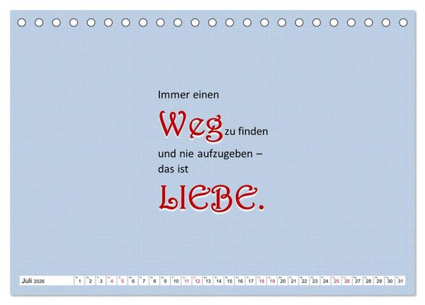Produktbild: Zitate und Spr&uuml;che In Sachen LIEBE (Tischkalender 2026 DIN A5 quer), CALVENDO Monatskalender