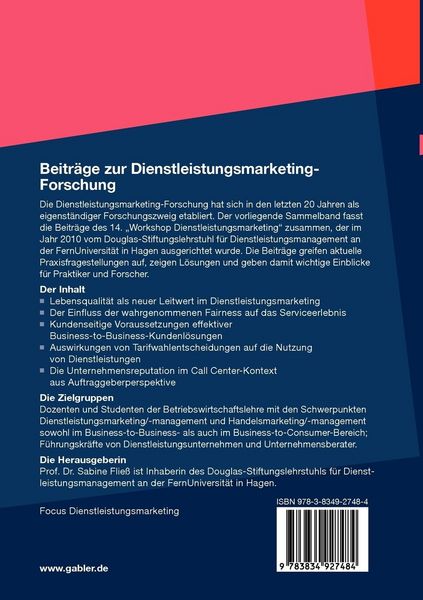 Produktbild: Beitr&auml;ge zur Dienstleistungsmarketing-Forschung