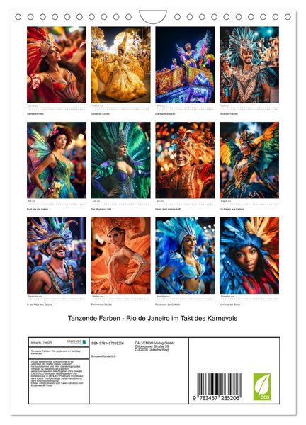 Produktbild: Tanzende Farben - Rio de Janeiro im Takt des Karnevals (Wandkalender 2026 DIN A4 hoch), CALVENDO Monatskalender