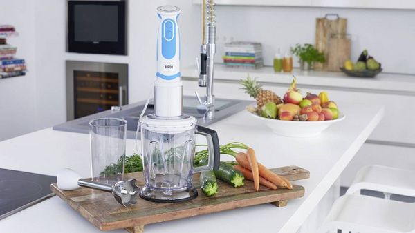 Produktbild: Braun 4191-MQ5260WHBL Stabmixer 1000W mit Messbecher, mit Mixbecher, Turbofunktion Wei&szlig;-Blau