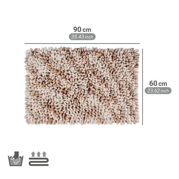 Produktbild: Badteppich Mod. Lerici, weiss-beige, Polyester/Baumwolle, 60x90 cm, rutschhemmend beschichtet,