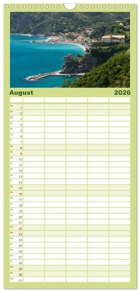 Produktbild: Familienplaner 2026 - Die Italienische Riviera - Ligurien mit 5 Spalten (Wandkalender, 21 x 45 cm) CALVENDO