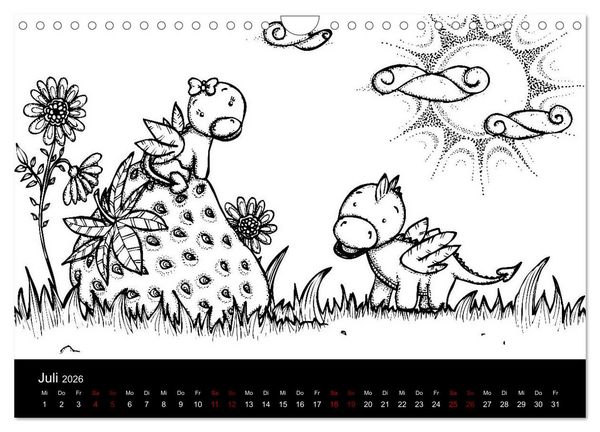 Produktbild: Bezaubernde Mini-Monster - Ein Ausmal-Kalender (Wandkalender 2026 DIN A4 quer), CALVENDO Monatskalender