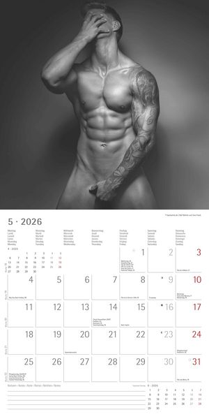 Produktbild: Masculine 2026 - Broschürenkalender 30x30 cm (30x60 geöffnet) - Kalender mit Platz für Notizen - Maskulin - Bildkalender - Wandplaner - Erotikkalender