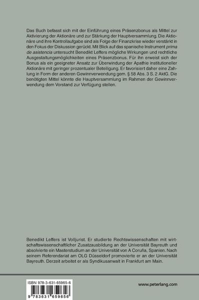 Produktbild: Die Einf&uuml;hrung eines Pr&auml;senzbonus in Deutschland unter Ber&uuml;cksichtigung der &laquo;prima de asistencia&raquo; in Spanien