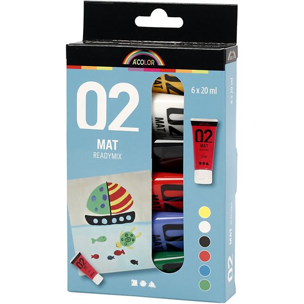 Produktbild: Creativ Company Acrylfarbe Matt, Standard-Farben, 6x20 ml