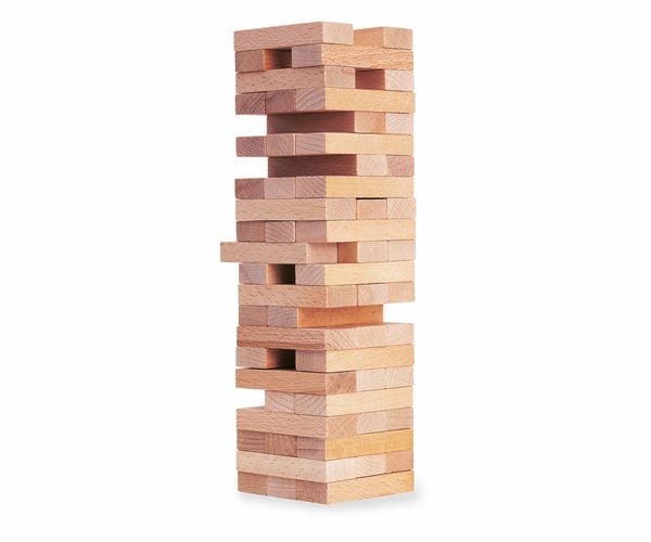 Produktbild: Eichhorn 100002466 - Stapelspiel, Wackelturm, Geschicklichkeitsspiel f&uuml;r die ganze Familie, Balance Tower gefertigt aus unbehandelten Holz, 54-teilig