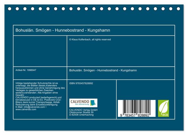 Produktbild: Bohusl&auml;n. Sm&ouml;gen - Hunnebostrand - Kungshamn (Tischkalender 2026 DIN A5 quer), CALVENDO Monatskalender