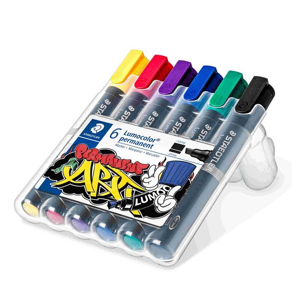 Produktbild: STAEDTLER Mars Lumocolor Schreib- und Zeichbedarf Lumocolor 350 permanent Marker m. Keilspitze, ART 6er Set