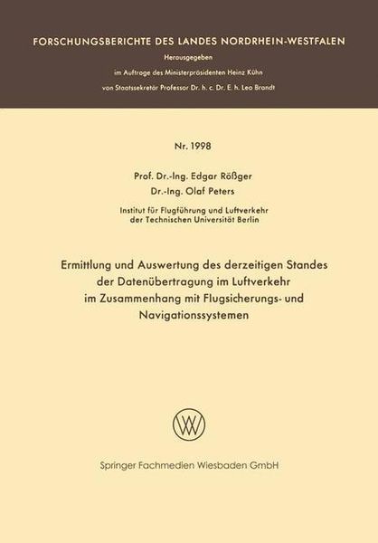 Produktbild: Ermittlung und Auswertung des derzeitigen Standes der Daten&uuml;bertragung im Luftverkehr im Zusammenhang mit Flugsicherungs- und Navigationssystemen