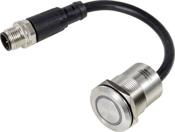 TRU COMPONENTS TC-12835304 TC-PS223P10YSSR12T M12 MALE CONNECTOR Piezotaster 24 V 0.2 A 1 x Aus/(Ein) tastend Rot (Ø) 28.5 mm 1 St.