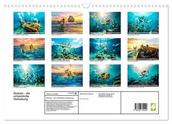 Produktbild: Sirenen - die unheimliche Verlockung (Wandkalender 2027 DIN A3 quer), CALVENDO Monatskalender