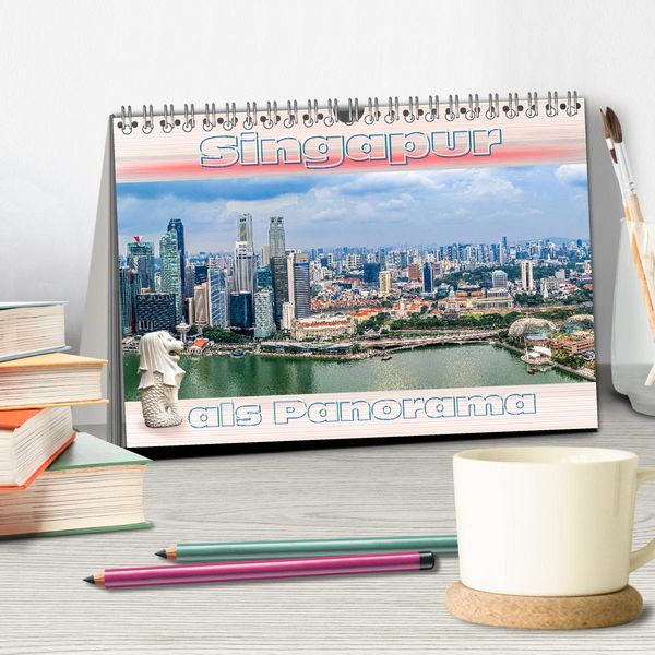 Produktbild: Singapur als Panorama (Tischkalender 2026 DIN A5 quer), CALVENDO Monatskalender
