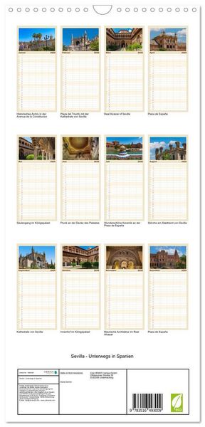 Produktbild: Familienplaner 2026 - Sevilla - Unterwegs in Spanien mit 5 Spalten (Wandkalender, 21 x 45 cm) CALVENDO