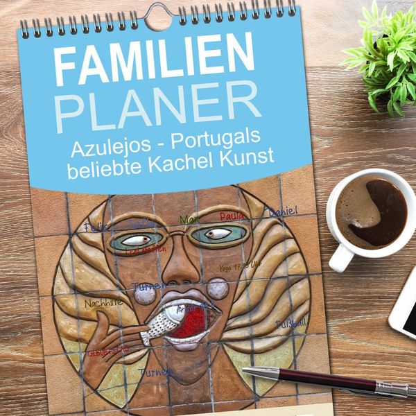 Produktbild: Familienplaner 2026 - Azulejos - Portugals beliebte Kachel Kunst mit 5 Spalten (Wandkalender, 21 x 45 cm) CALVENDO
