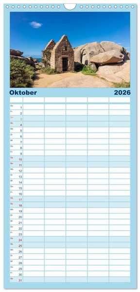 Produktbild: Familienplaner 2026 - Unterwegs in der Bretagne mit 5 Spalten (Wandkalender, 21 x 45 cm) CALVENDO