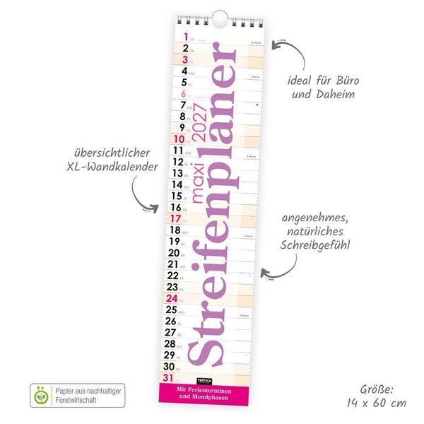 Produktbild: TR&Ouml;TSCH - Streifenkalender Maxi Violett 2027