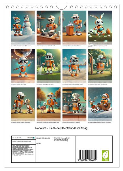Produktbild: RoboLife - Niedliche Blechfreunde im Alltag (Wandkalender 2026 DIN A4 hoch), CALVENDO Monatskalender