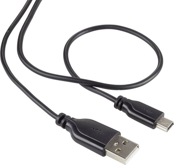 Produktbild: Renkforce USB-Kabel USB 2.0 USB-A Stecker, USB-Mini-B Stecker 1.00 m Schwarz SuperSoft-Ummantelung RF-4080792