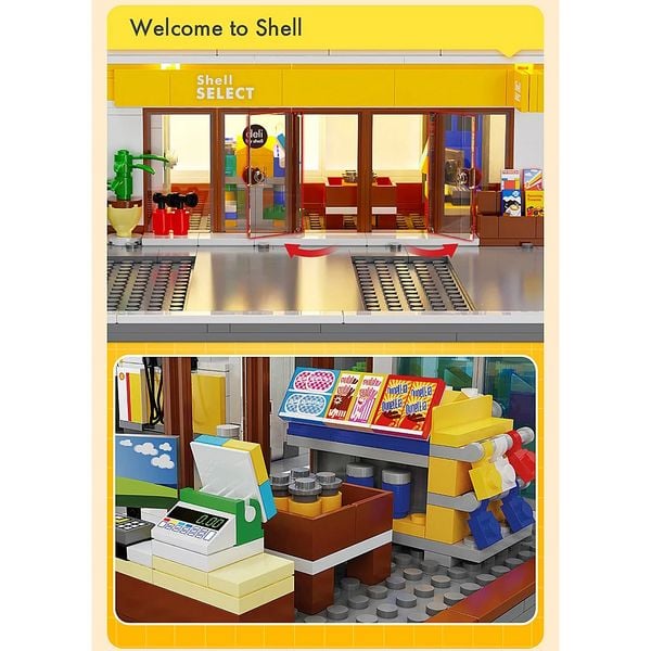Produktbild: CaDA Shell Tankstelle mit Shop und Waschanlage Bricks