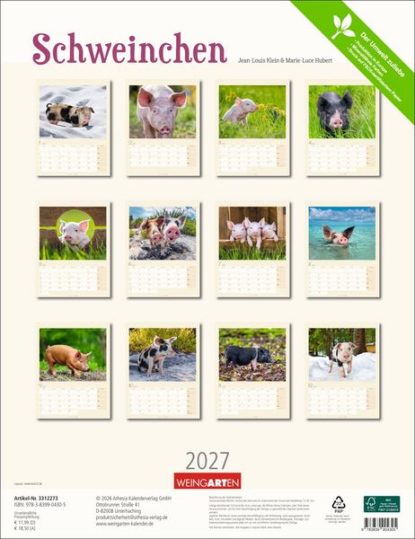 Produktbild: Schweinchen Kalender 2027