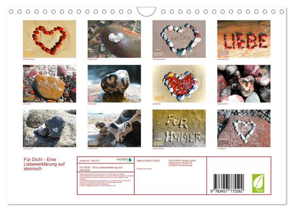 Produktbild: F&uuml;r Dich! - Eine Liebeserkl&auml;rung auf steinisch (Wandkalender 2026 DIN A4 quer), CALVENDO Monatskalender