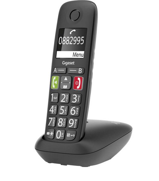 Produktbild: Gigaset E290 DECT/GAP Schnurloses Telefon analog f&uuml;r H&ouml;rger&auml;te kompatibel, Freisprechen, Babyphone Schwarz