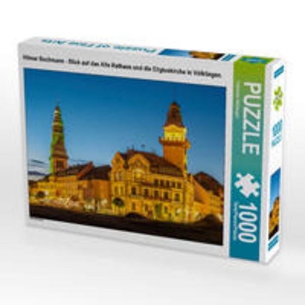 CALVENDO Puzzle Hilmar Buchmann - Blick auf das Alte Rathaus und die Eligiuskirche in Völklingen. | 1000 Teile Lege-Größe 64x48cm Foto-Puzzle für glückliche Stunden