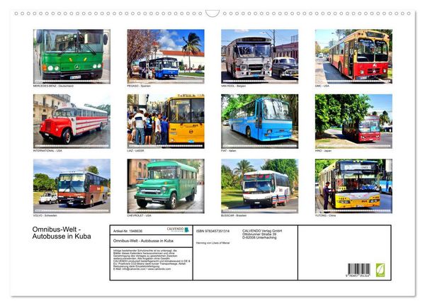 Produktbild: Omnibus-Welt - Autobusse in Kuba (Wandkalender 2026 DIN A2 quer), CALVENDO Monatskalender
