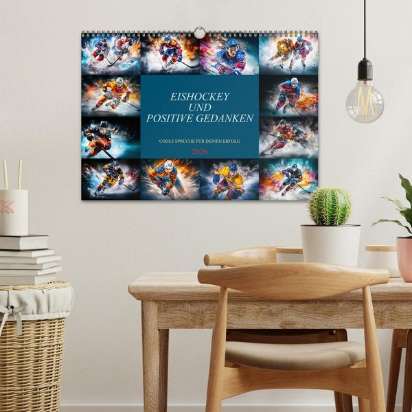 Produktbild: Eishockey und positive Gedanken (Wandkalender 2026 DIN A3 quer), CALVENDO Monatskalender