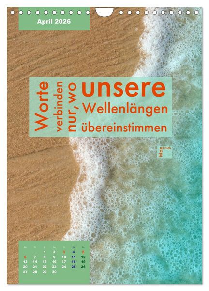 Produktbild: Verr&uuml;ckt nach MEER - Wellen - Strand - Zitate (Wandkalender 2026 DIN A4 hoch), CALVENDO Monatskalender