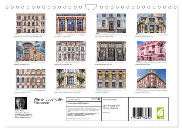 Produktbild: Wiener Jugendstil-Fassaden (Wandkalender 2026 DIN A4 quer), CALVENDO Monatskalender