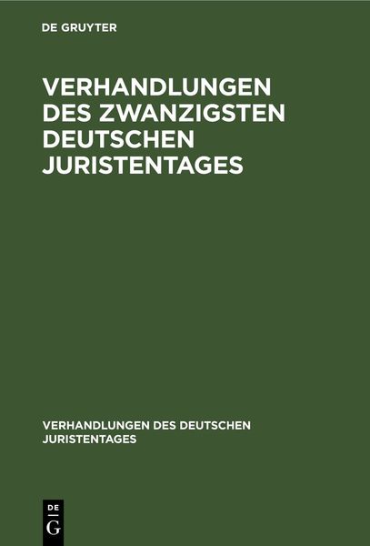 Produktbild: Verhandlungen des Zwanzigsten Deutschen Juristentages