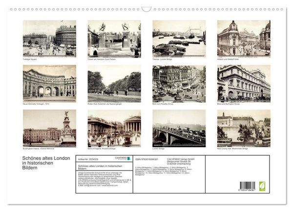 Produktbild: Sch&ouml;nes altes London in historischen Bildern (Wandkalender 2026 DIN A2 quer), CALVENDO Monatskalender