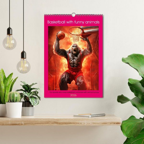 Produktbild: Basketball with funny animals (Wall Calendar 2026 DIN A3 portrait), CALVENDO 12 Month Wall Calendar